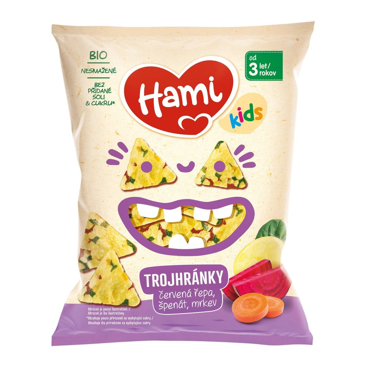 Levně Hami BIO Trojhránky červená řepa, špenát a mrkev