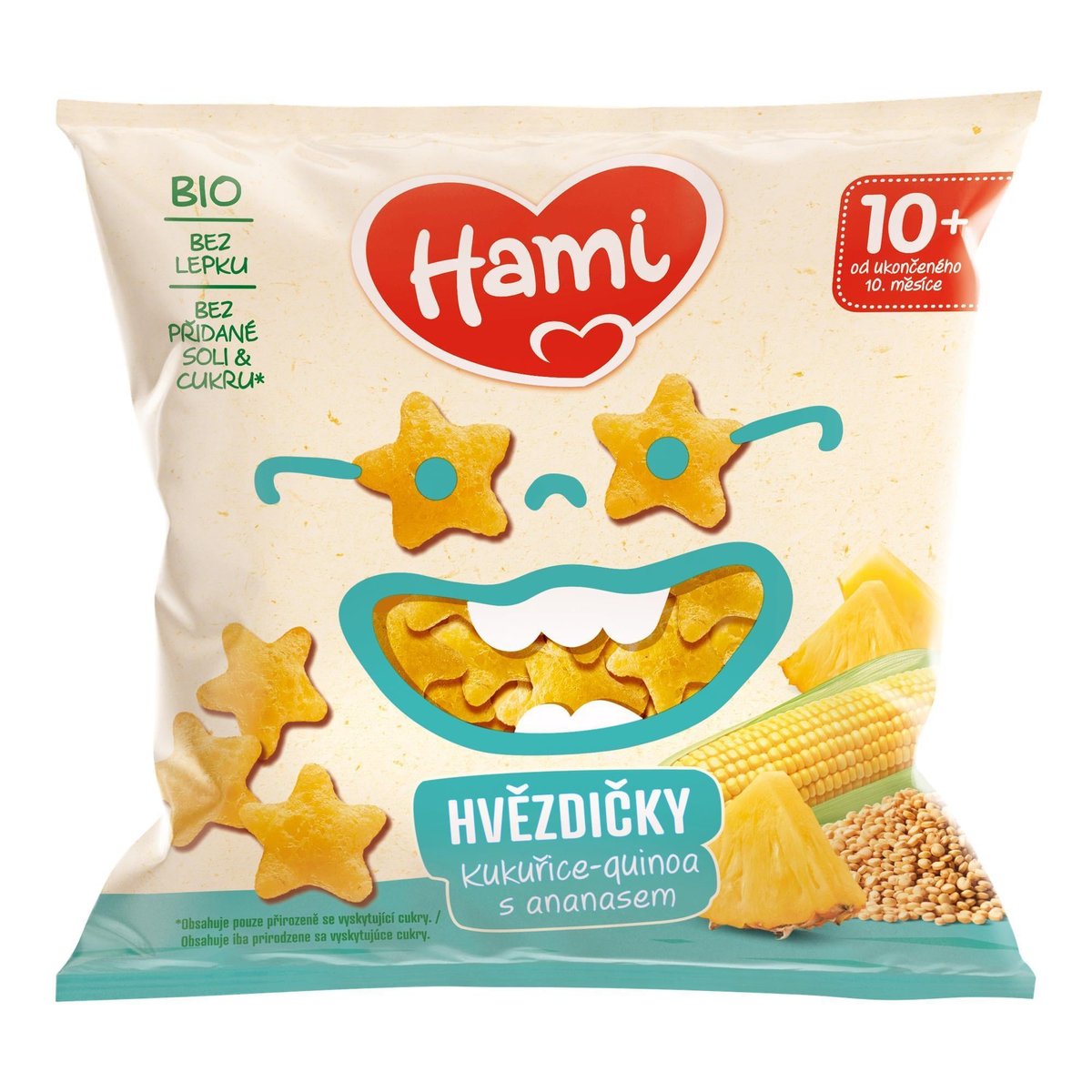 Levně Hami BIO Hvězdičky kukuřice a quinoa s ananasem