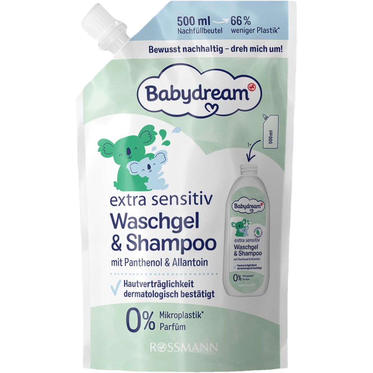 Levně Babydream Extra Sensitive mycí gel a šampon – náhradní nápň