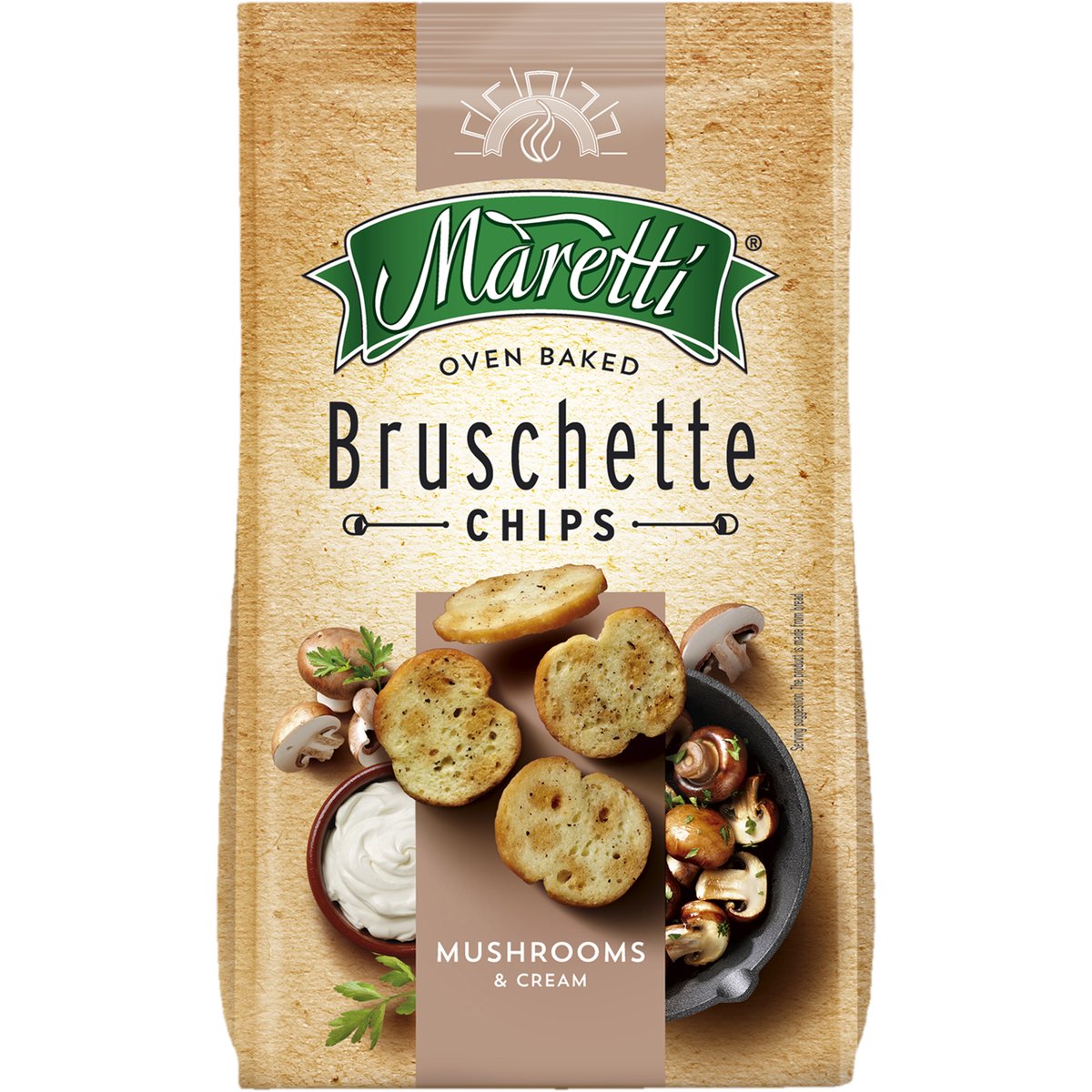 Maretti Bruschette Chips - pečené krekry - houby a smetana, 140 g