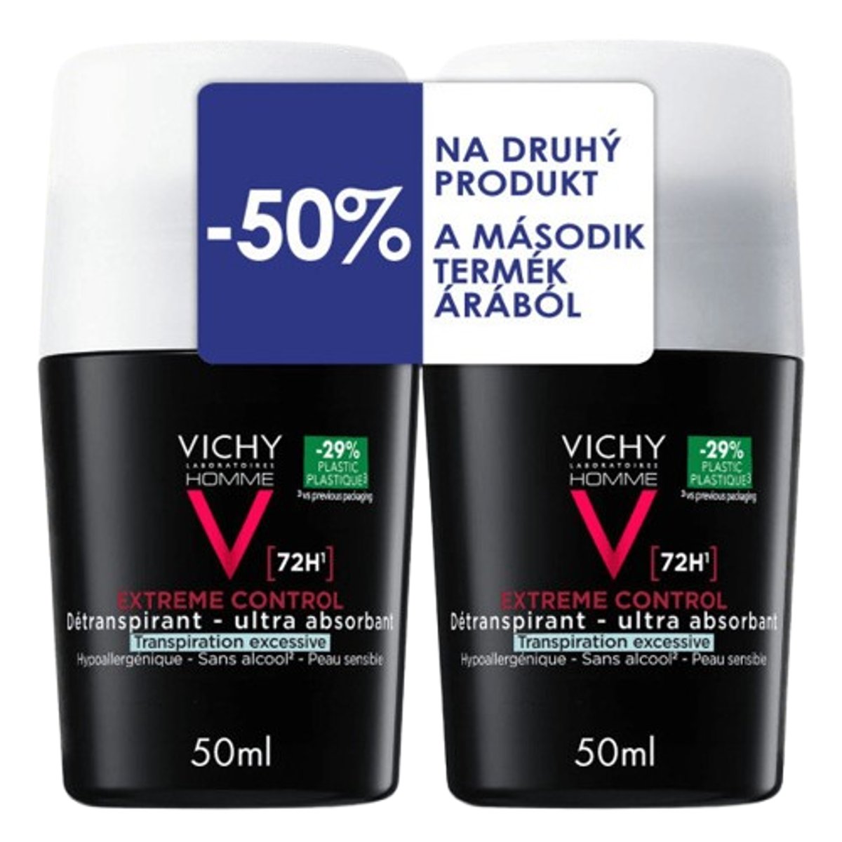 Levně VICHY HOMME Extreme Control detranspirant 2x50ml