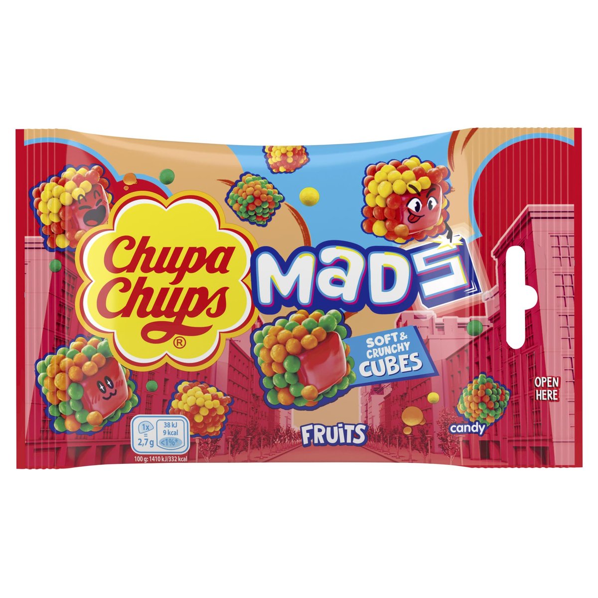 Chupa Chups Želé Mads obalené v křupavých kuličkách s ovocnou příchutí