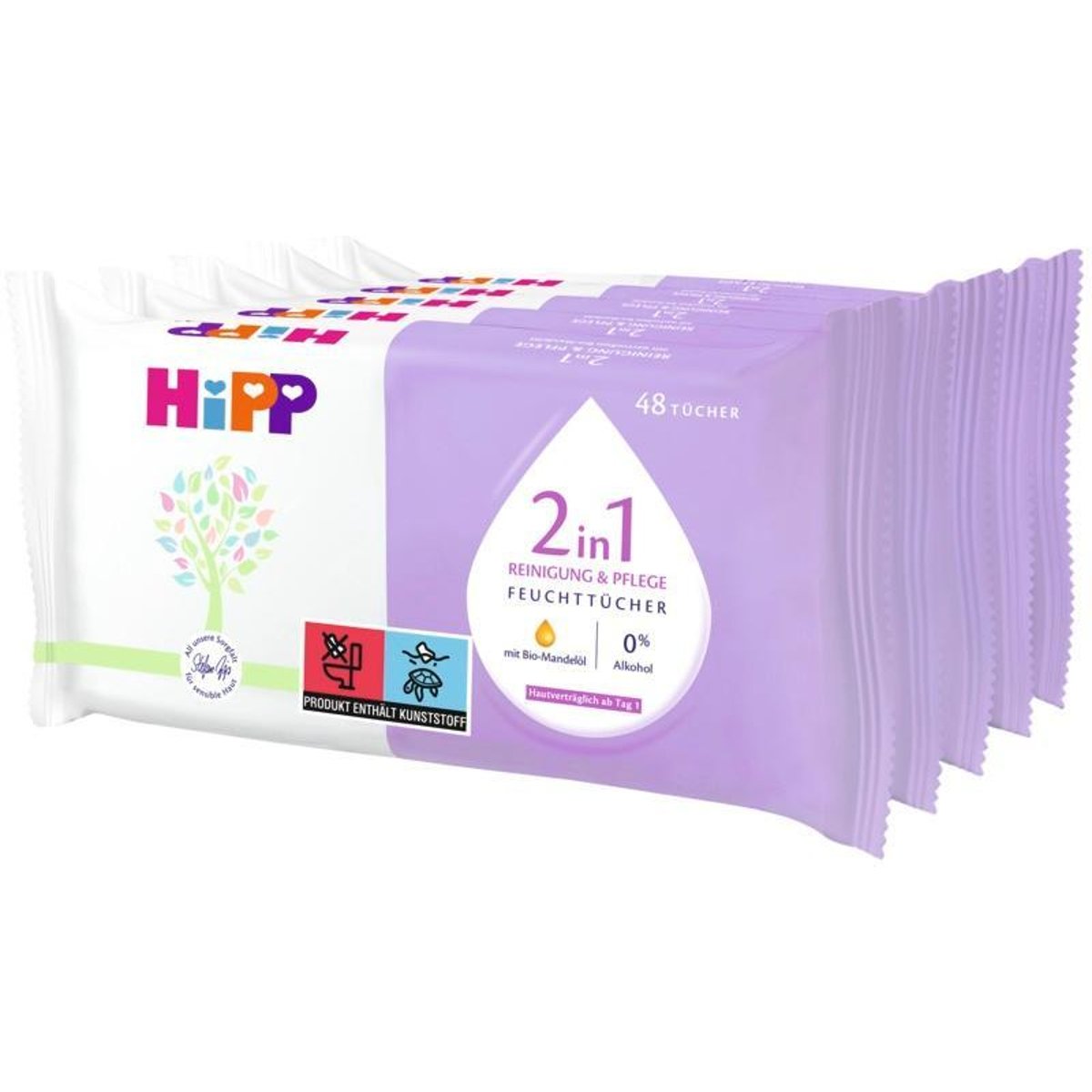 HiPP 2v1 čisticí a pečující vlhčené ubrousky 5×48 ks