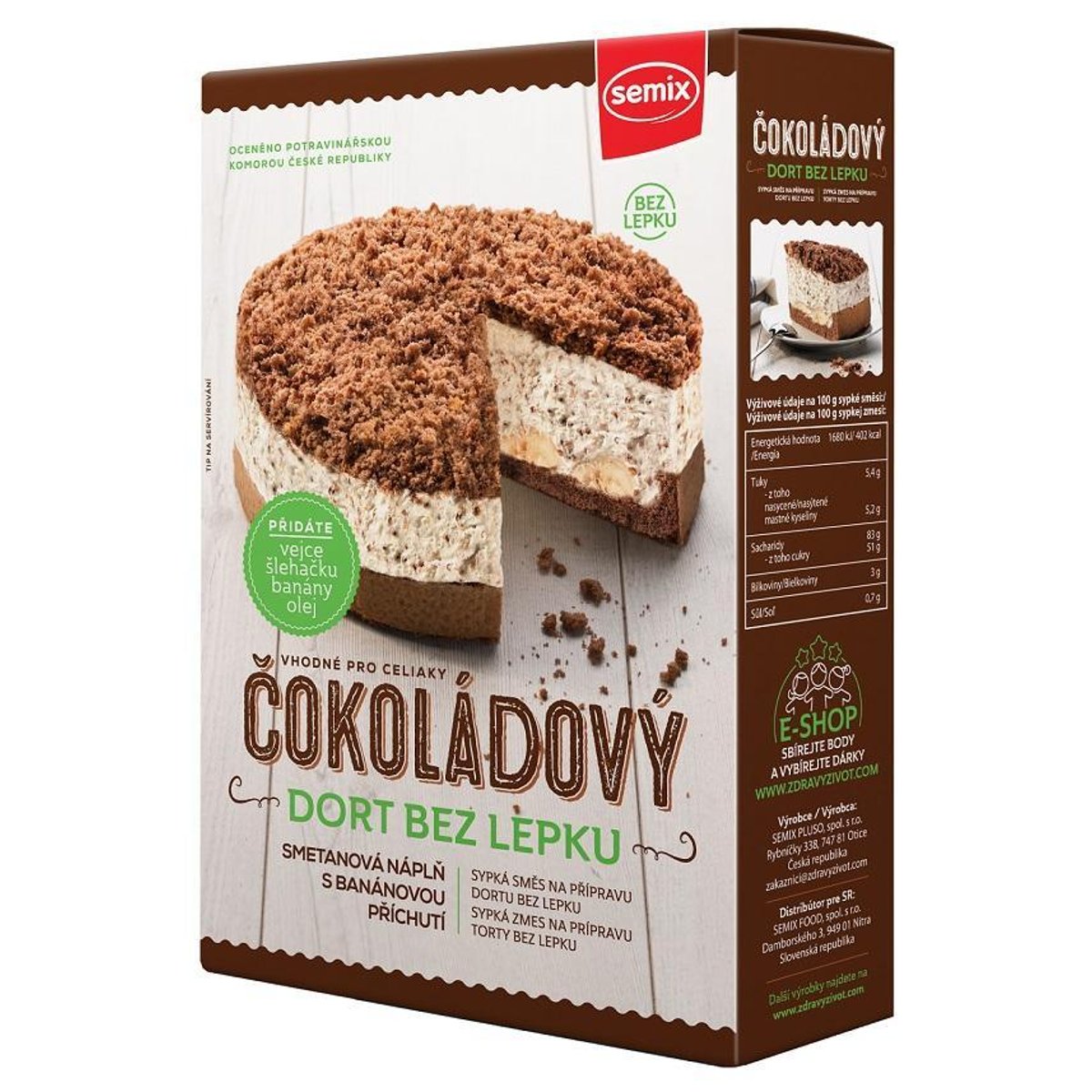 SEMIX Čokoládový dort bez lepku 430 g