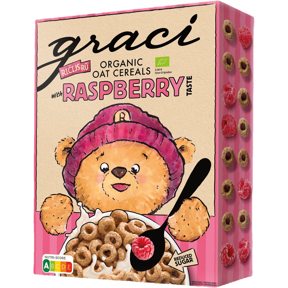 Graci BIO Dětské cereální malinové kroužky