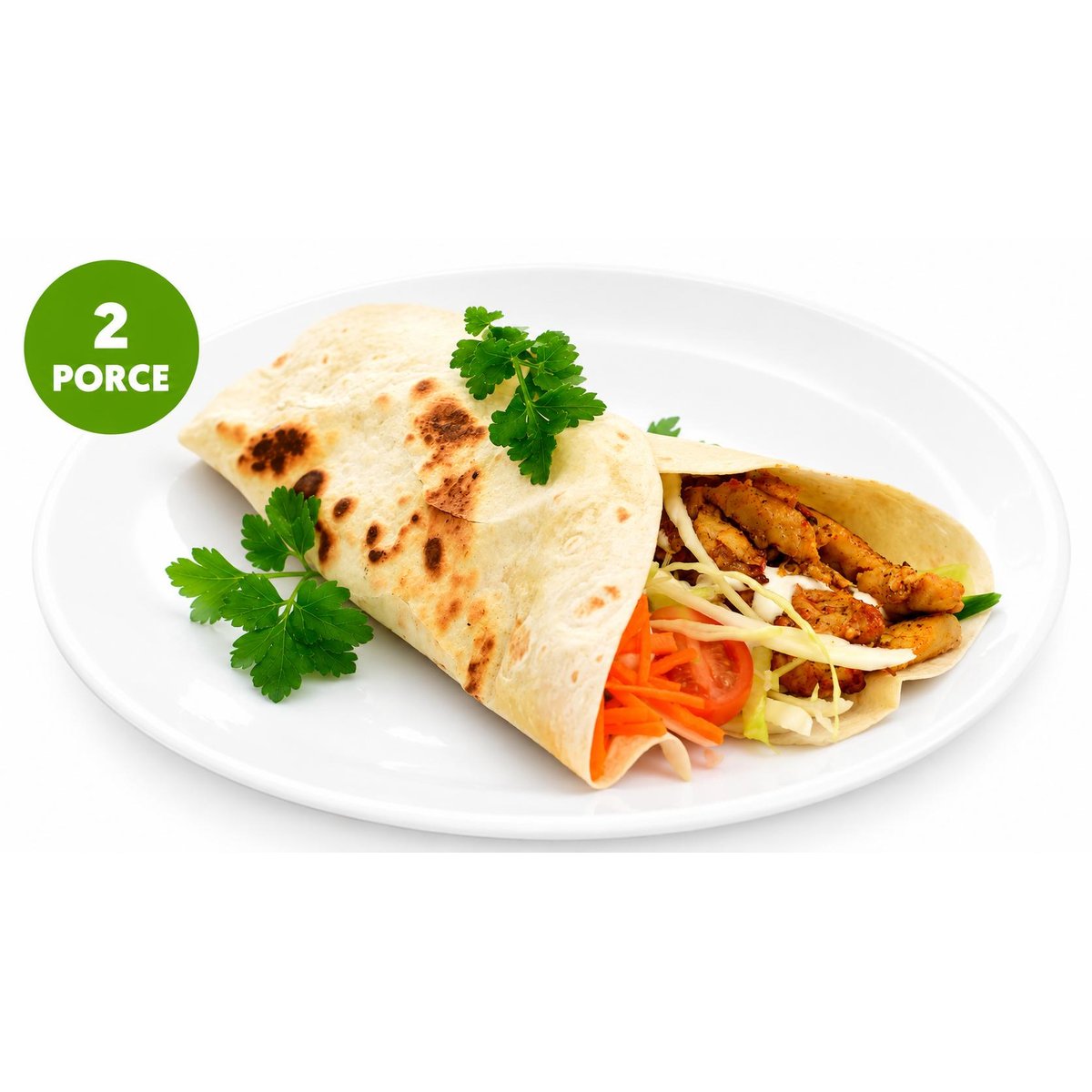 Kuřecí gyros s česnekovým dipem, zelným salátem s karotkou a tortillou (set k přípravě hotového jídla)