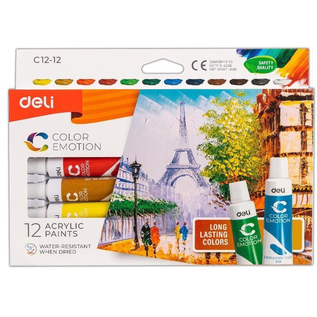 Barvy akrylové sada Deli 12 barev, 12ml EC12-12 DELI GROUP CO., LTD.