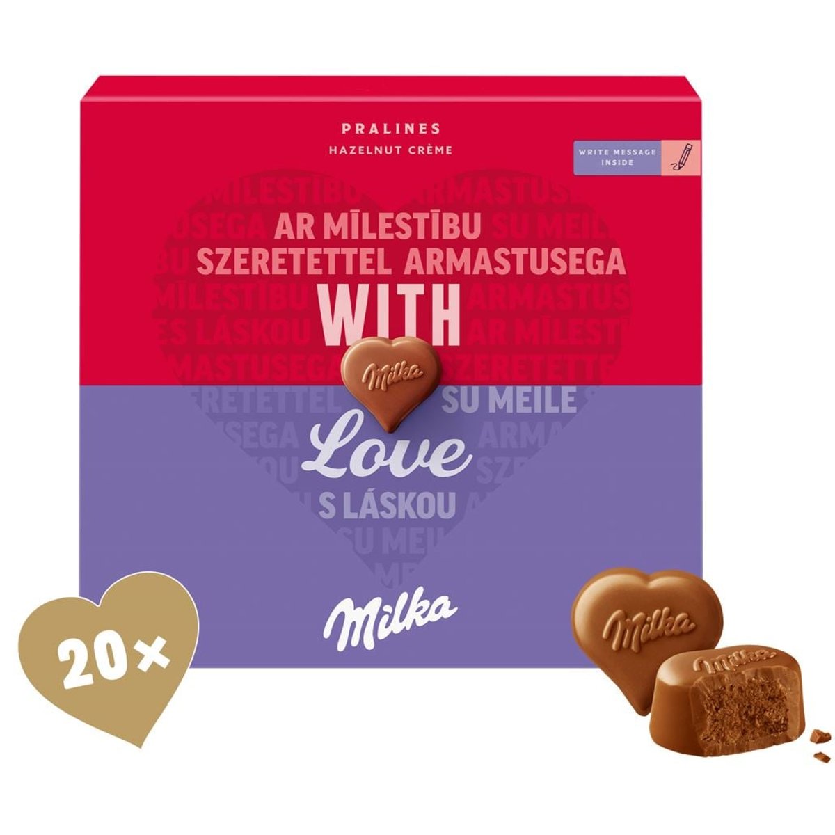 Milka Bonboniéra I Love Milka, lískooříšková náplň